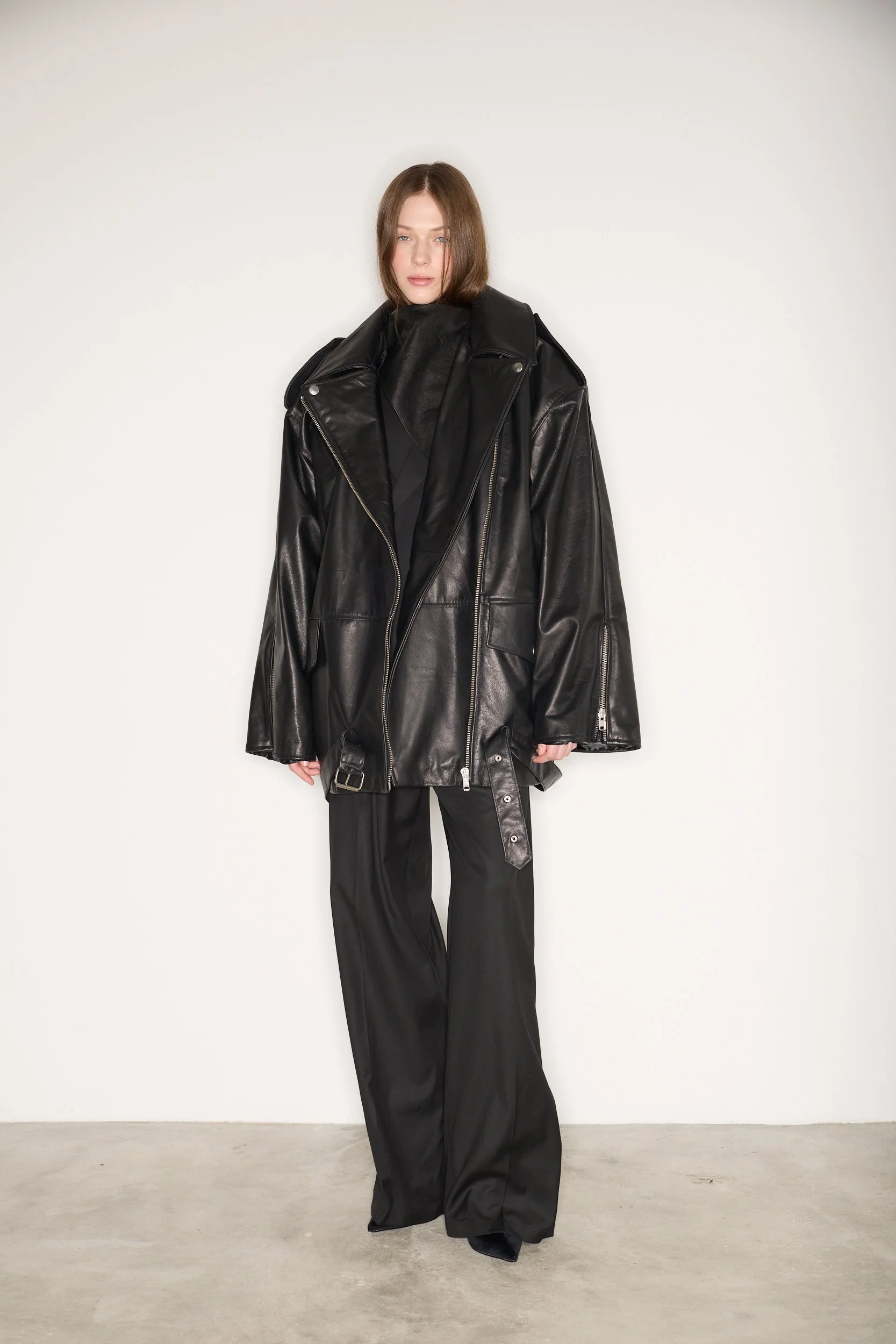 新品 即完品 F／LEATHER OVER SIZED JACKET ボア 黒 OVERSIZED FAUX LEATHER BOMBER JACKET – Andorine